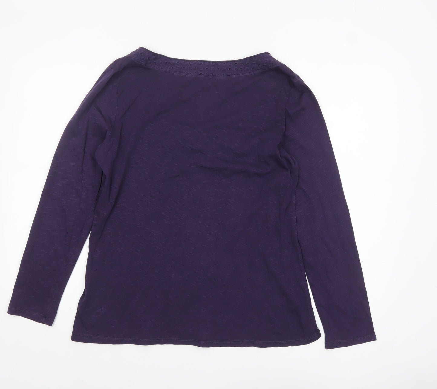 White Stuff Women's Purple Long Sleeve Cotton Top Size 16