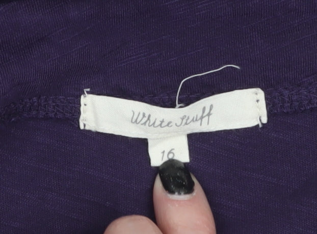White Stuff Women's Purple Long Sleeve Cotton Top Size 16