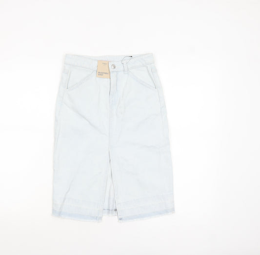 Marks and Spencer Girls Light Blue Denim Knee Length Straight Skirt 9-10 Years