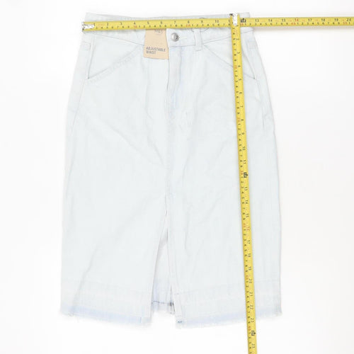 Marks and Spencer Girls Light Blue Denim Knee Length Straight Skirt 9-10 Years