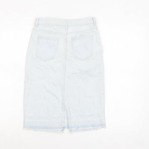Marks and Spencer Girls Light Blue Denim Knee Length Straight Skirt 9-10 Years