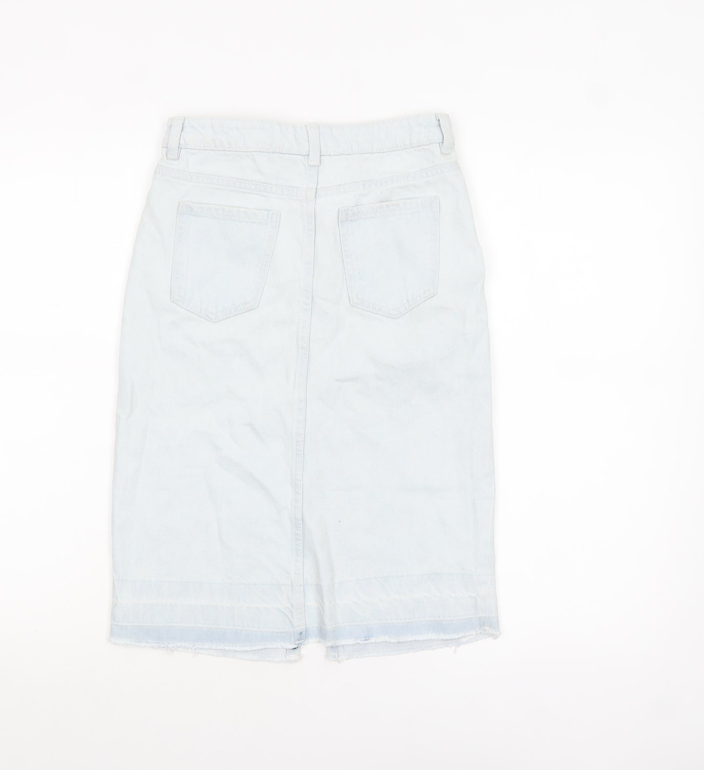 Marks and Spencer Girls Light Blue Denim Knee Length Straight Skirt 9-10 Years