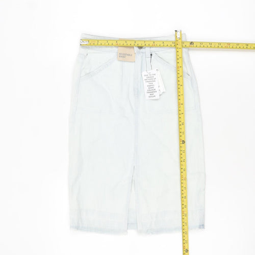 Marks and Spencer Girls Blue Denim Pencil Skirt 7-8 Years Adjustable Waist