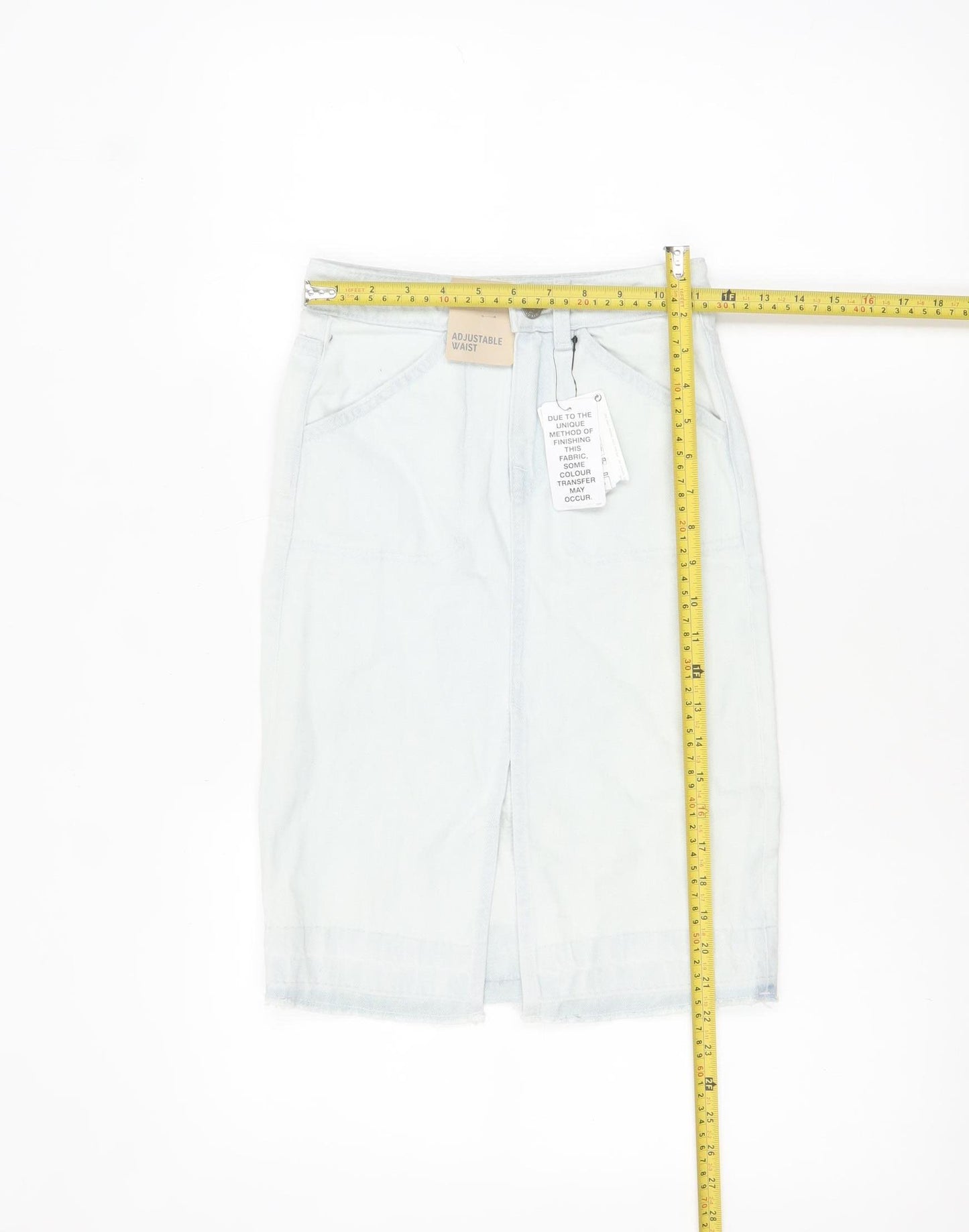 Marks and Spencer Girls Blue Denim Pencil Skirt 7-8 Years Adjustable Waist