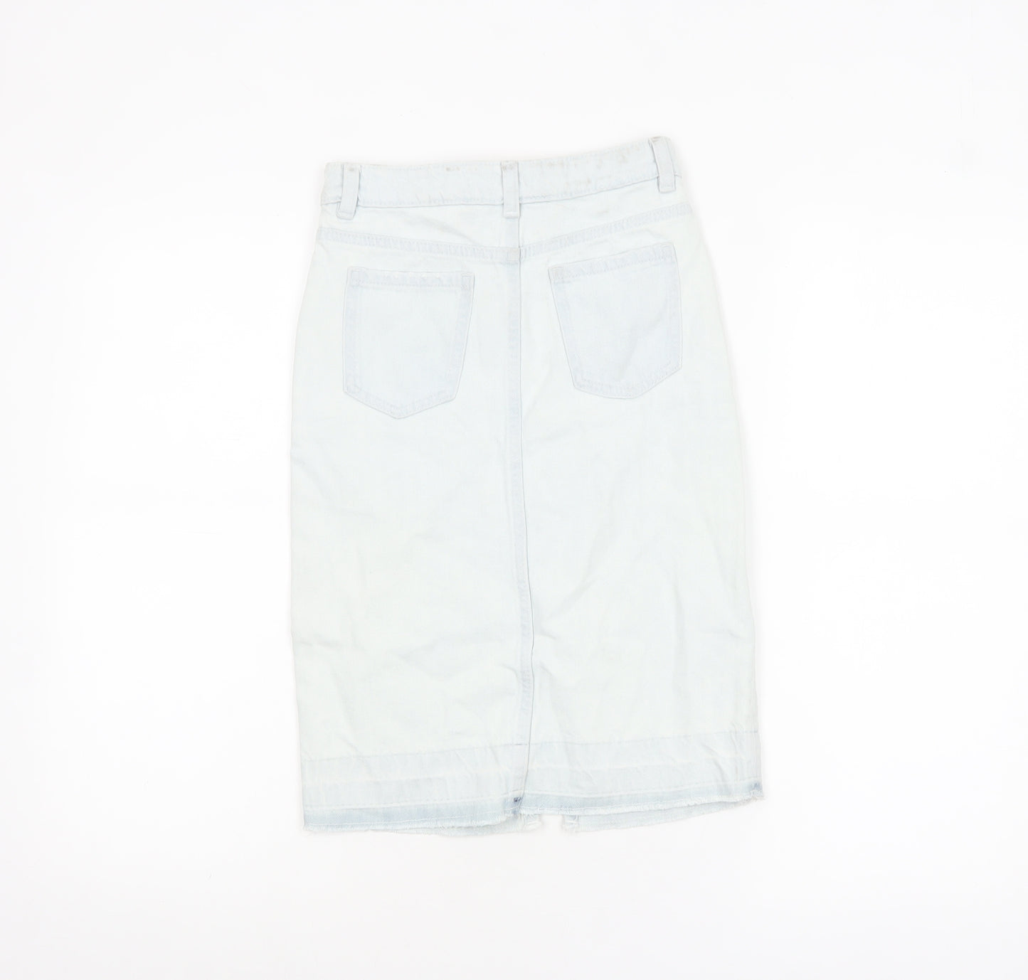 Marks and Spencer Girls Blue Denim Pencil Skirt 7-8 Years Adjustable Waist