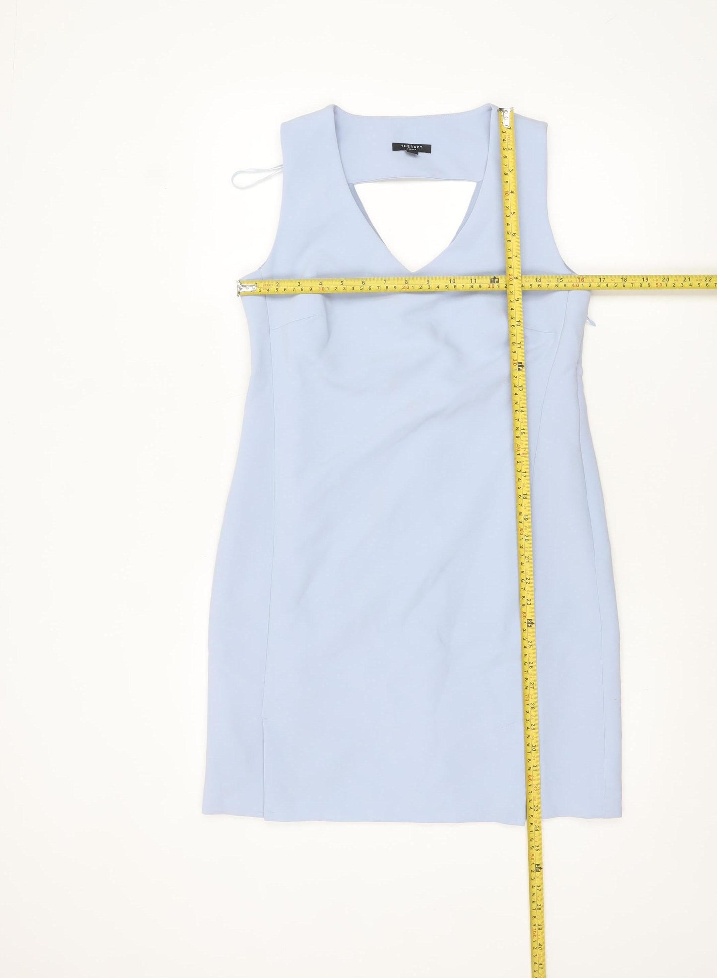 Therapy London Women's Blue V-Neck Sleeveless Sheath Dress Size 8