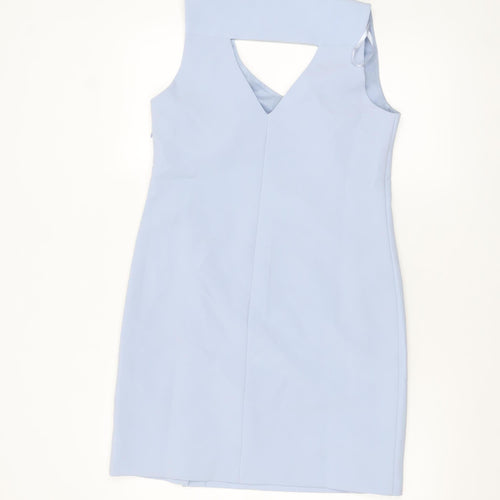 Therapy London Women's Blue V-Neck Sleeveless Sheath Dress Size 8