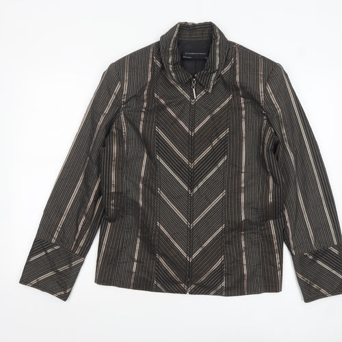 Stitches Australia Women's Brown Striped Zip Jacket Size 14