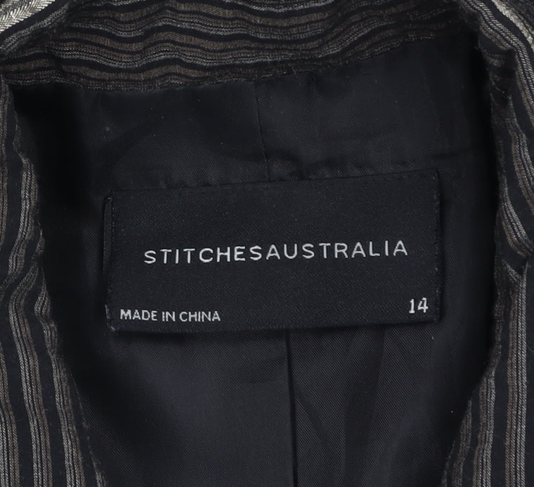 Stitches Australia Women's Brown Striped Zip Jacket Size 14