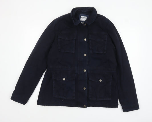 FatFace Womens Blue Cotton Twill Military Jacket Size 14