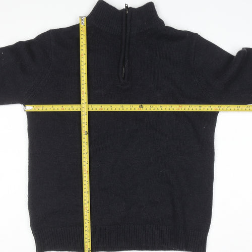 French Connection Men's Black 1/4 Zip Roll Neck Wool Blend Sweater M