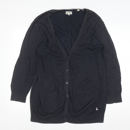 Jack Wills Women's Navy Cable-Knit Long Sleeve Cardigan UK 10