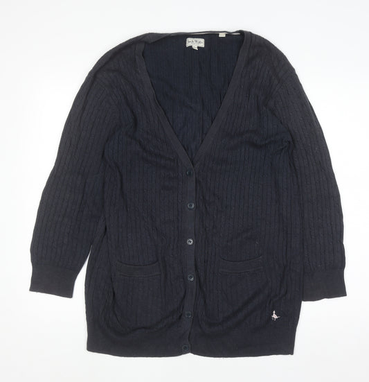 Jack Wills Women's Navy Cable-Knit Long Sleeve Cardigan UK 10