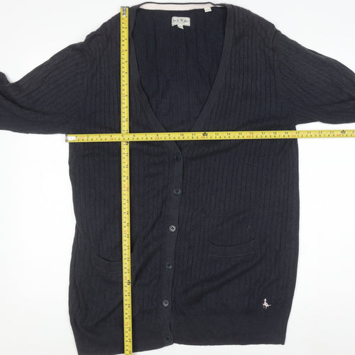 Jack Wills Women's Navy Cable-Knit Long Sleeve Cardigan UK 10