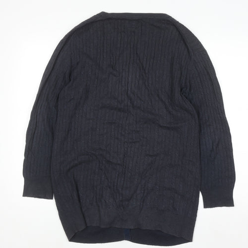 Jack Wills Women's Navy Cable-Knit Long Sleeve Cardigan UK 10