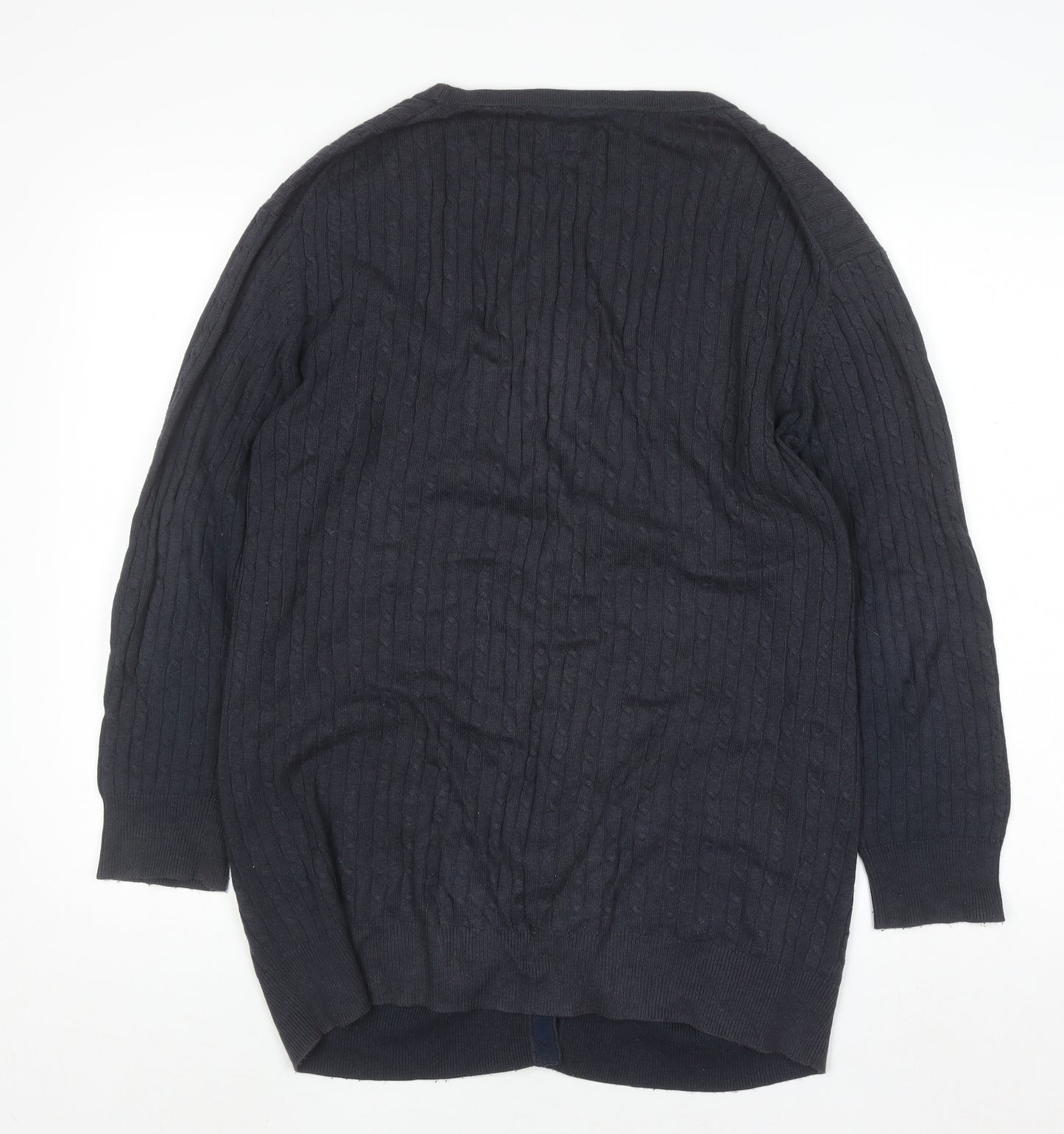 Jack Wills Women's Navy Cable-Knit Long Sleeve Cardigan UK 10