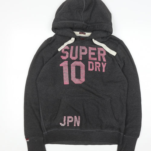 Superdry Women's Dark Grey Pullover Hoodie Size XL Cotton Blend