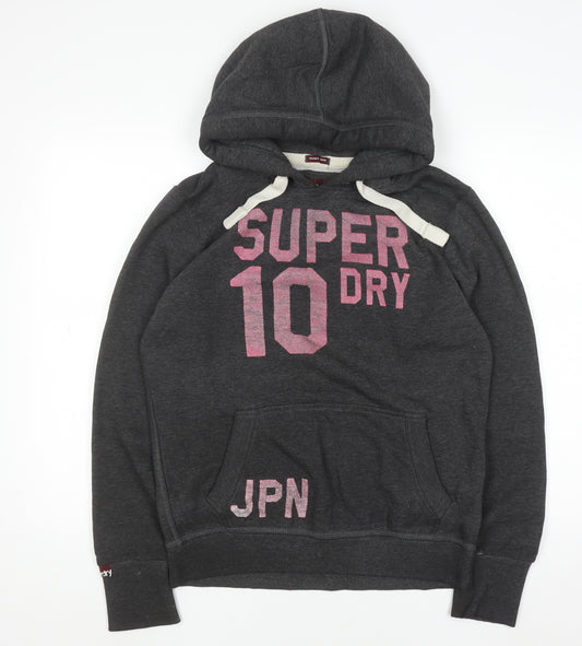 Superdry Women's Dark Grey Pullover Hoodie Size XL Cotton Blend