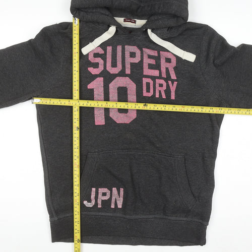Superdry Women's Dark Grey Pullover Hoodie Size XL Cotton Blend