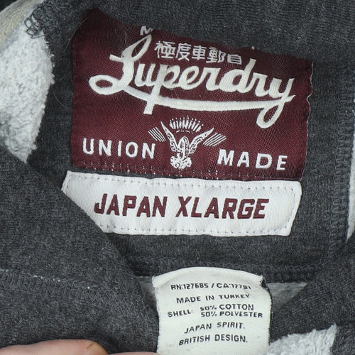 Superdry Women's Dark Grey Pullover Hoodie Size XL Cotton Blend