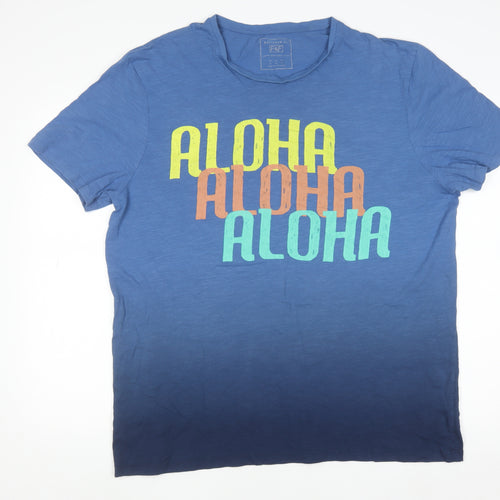 F&F Men’s Blue Aloha Graphic T-Shirt XL Cotton Summer Top