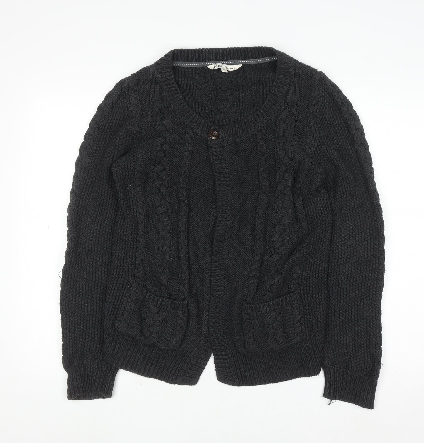 Fat Face Women’s Grey Cable-Knit Cotton Cardigan Size 12