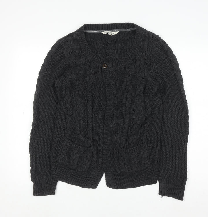 Fat Face Women’s Grey Cable-Knit Cotton Cardigan Size 12
