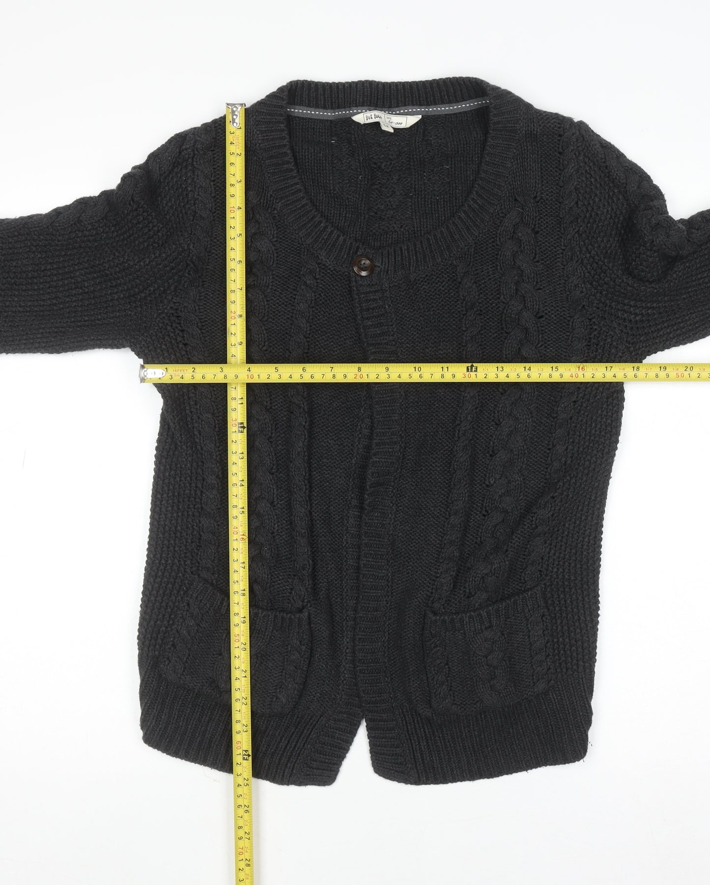 Fat Face Women’s Grey Cable-Knit Cotton Cardigan Size 12