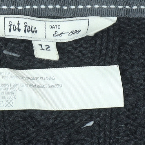 Fat Face Women’s Grey Cable-Knit Cotton Cardigan Size 12