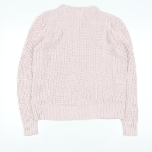 Marks and Spencer Women Pink Chunky Knit Cotton Jumper Size S