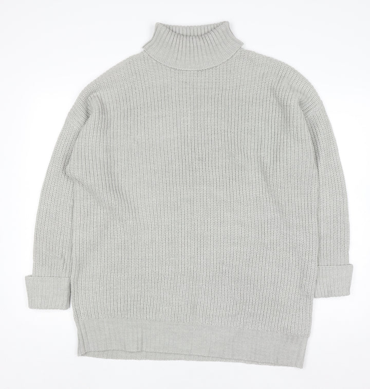 Threadbare Women’s Grey Roll Neck Chunky Knit Jumper Size 12