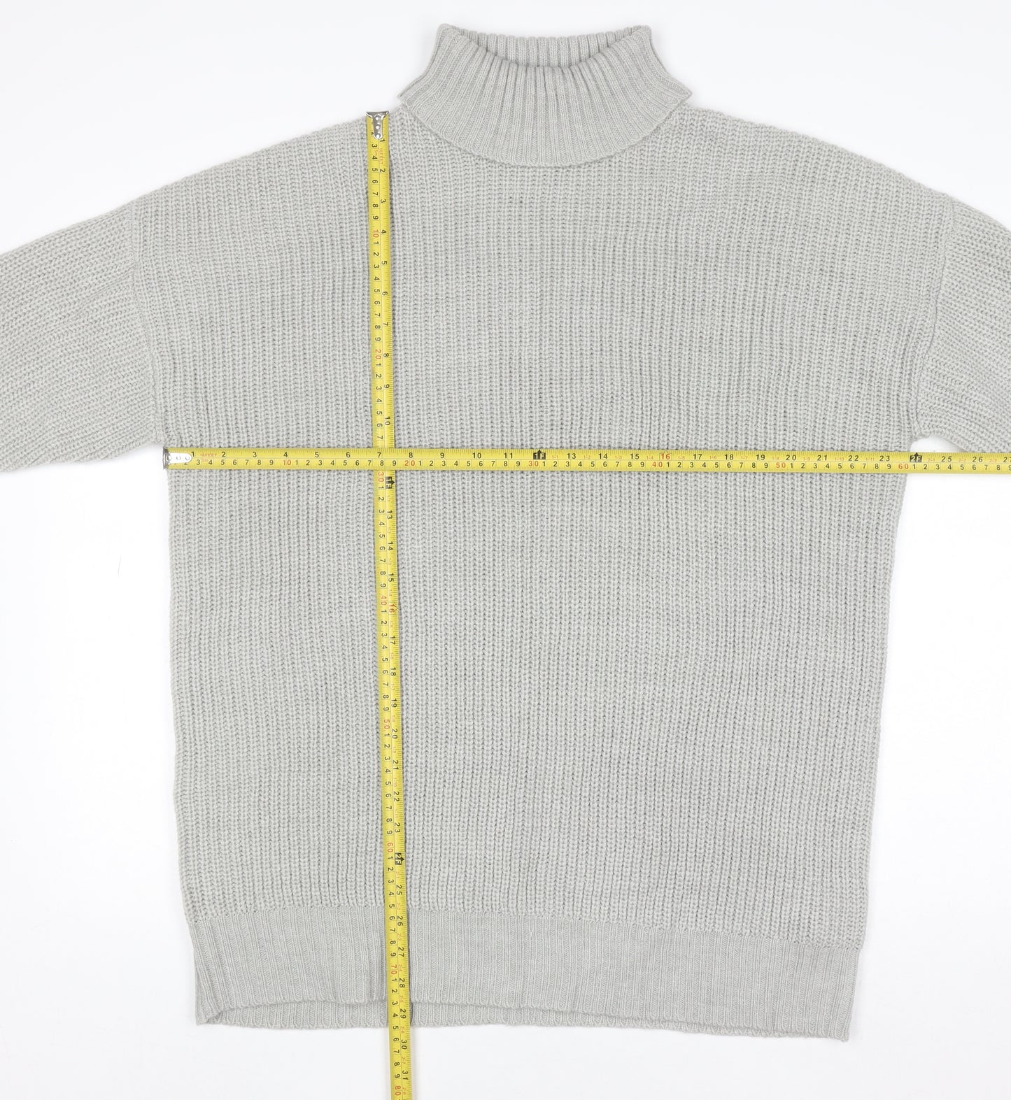 Threadbare Women’s Grey Roll Neck Chunky Knit Jumper Size 12