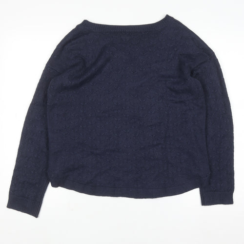 Fat Face Women's Blue Knit Button Pullover Jumper UK 12