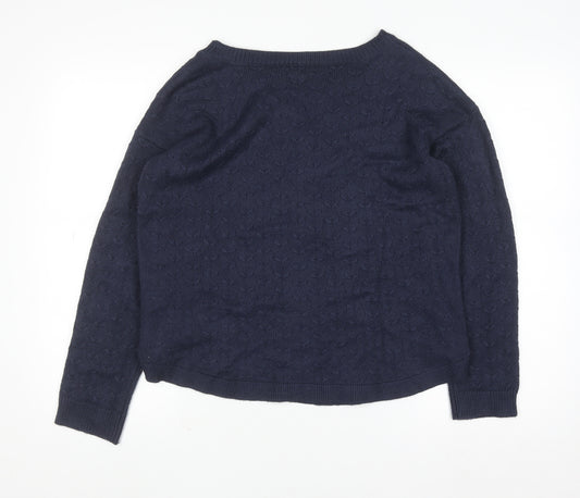 Fat Face Women's Blue Knit Button Pullover Jumper UK 12