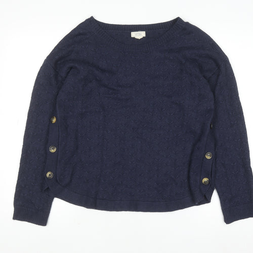 Fat Face Women's Blue Knit Button Pullover Jumper UK 12