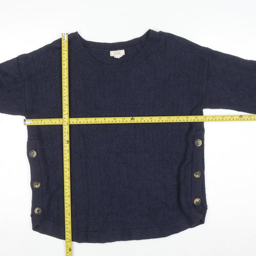 Fat Face Women's Blue Knit Button Pullover Jumper UK 12