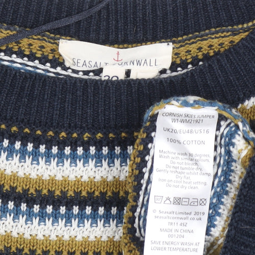 Seasalt Cornwall Women's Multicoloured Striped Cotton Jumper Size 20