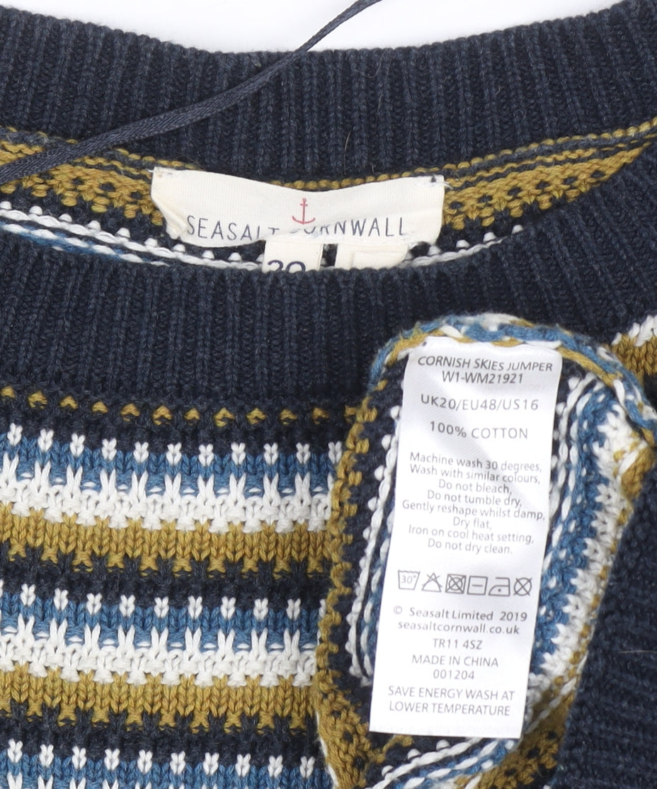 Seasalt Cornwall Women's Multicoloured Striped Cotton Jumper Size 20