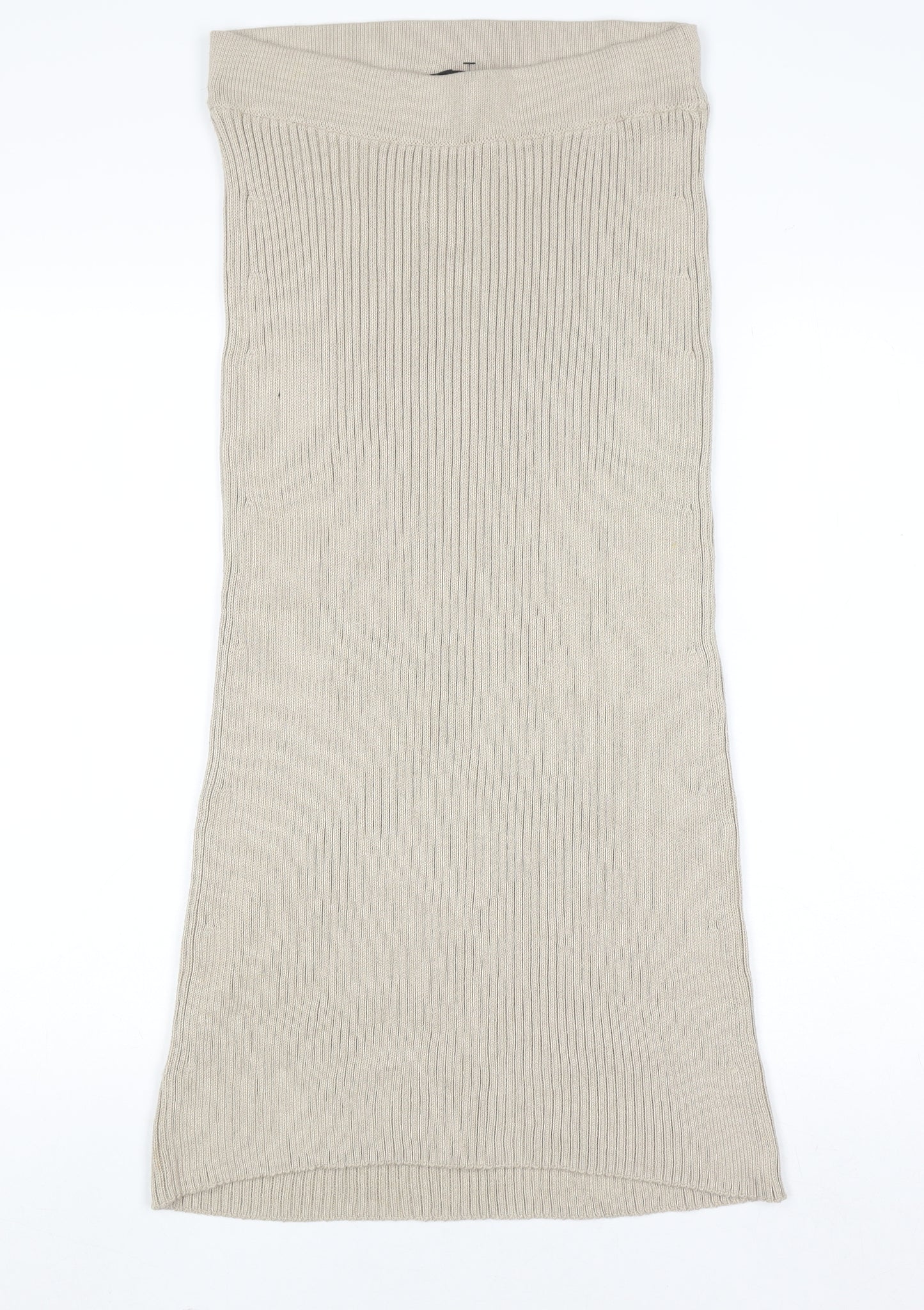 Massimo Dutti Women Beige Midi Ribbed Knit Pencil Skirt Size 12