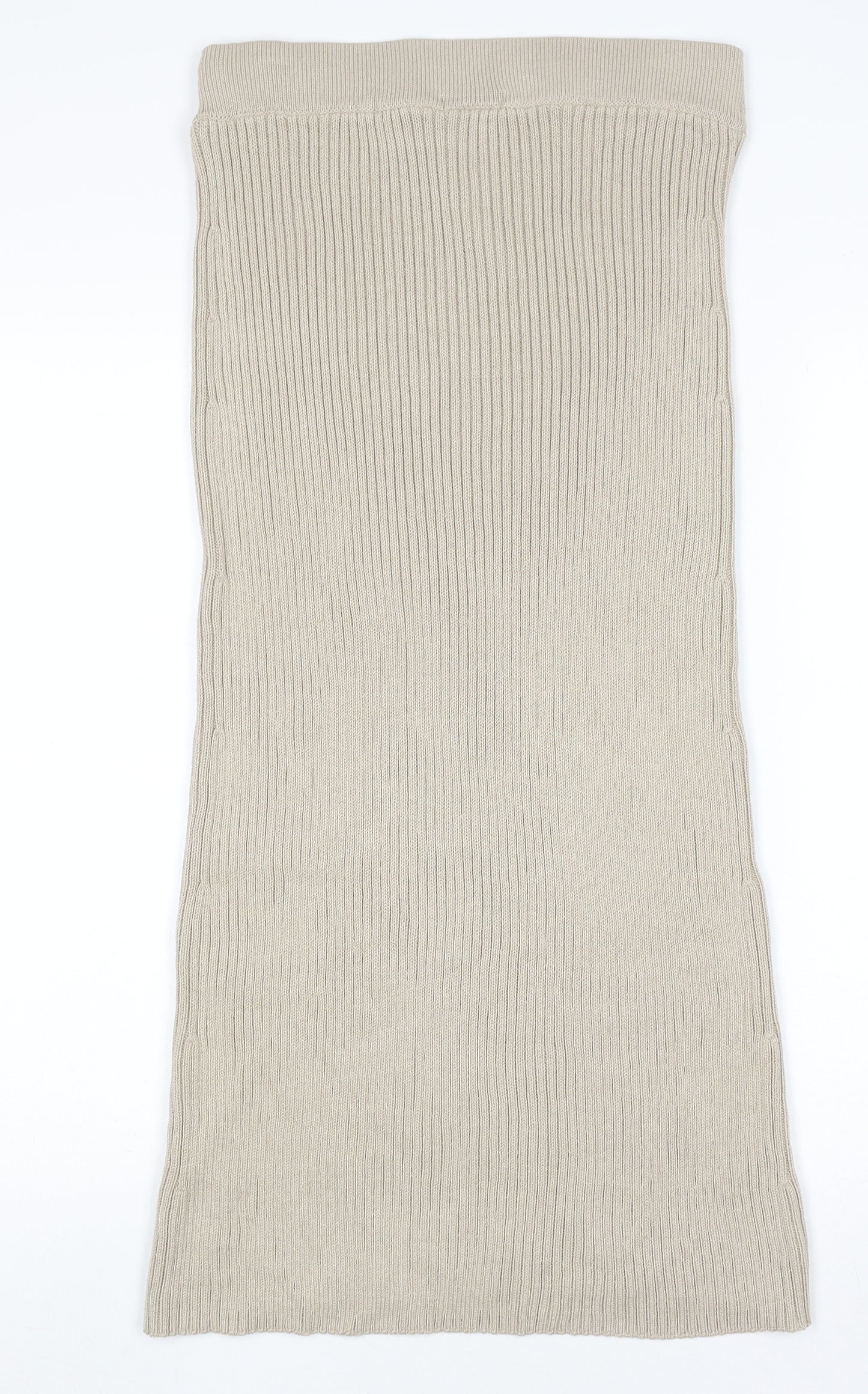 Massimo Dutti Women Beige Midi Ribbed Knit Pencil Skirt Size 12