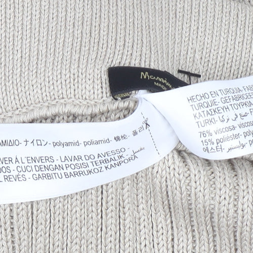 Massimo Dutti Women Beige Midi Ribbed Knit Pencil Skirt Size 12
