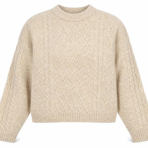 New Look Women’s Beige Cable Knit Mock Neck Jumper Size M