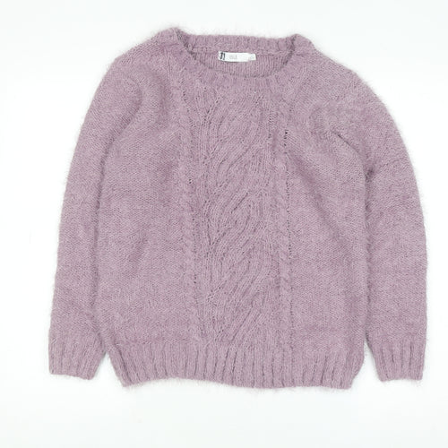 Isle Women Purple Cable Knit Pullover Jumper Size S Polyester Blend