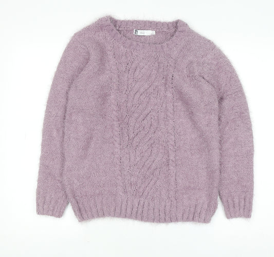 Isle Women Purple Cable Knit Pullover Jumper Size S Polyester Blend
