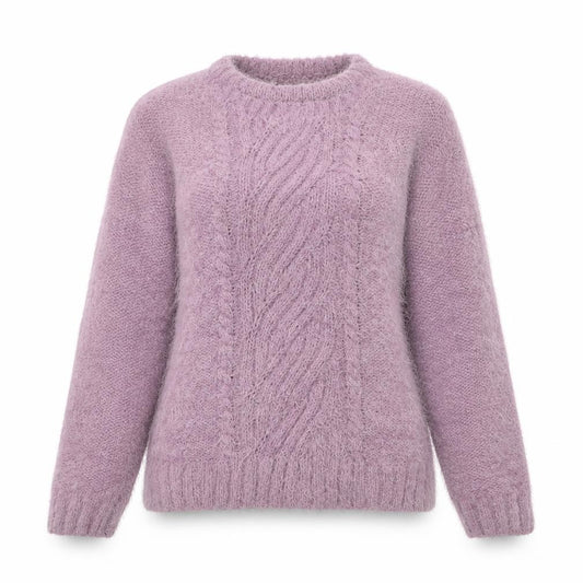 Front view of Isle Women Purple Cable Knit jumper, size S, Polyester Blend