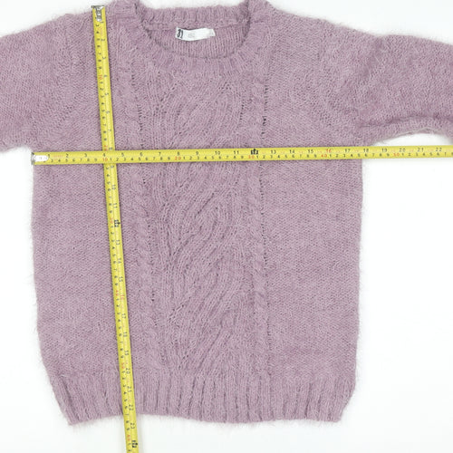 Isle Women Purple Cable Knit Pullover Jumper Size S Polyester Blend