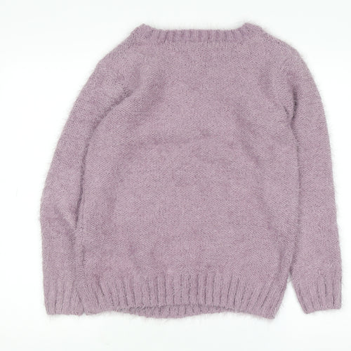 Isle Women Purple Cable Knit Pullover Jumper Size S Polyester Blend