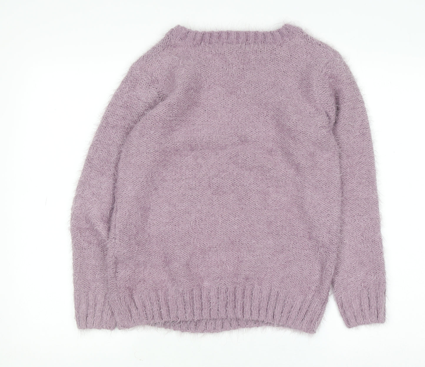 Isle Women Purple Cable Knit Pullover Jumper Size S Polyester Blend