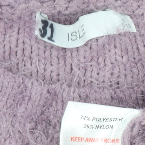 Isle Women Purple Cable Knit Pullover Jumper Size S Polyester Blend