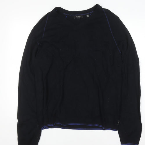 Ted Baker Men's Black Wool Blend V-Neck Pullover Jumper 4XL